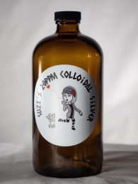 32oz Amber Glass Bottle 20PPM Colloidal Silver Solution