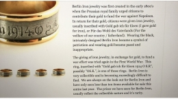 Fascinating, Rare World War I Ring, Circa 1914