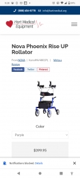 Nova Phoenix Rise Up Rollator Walker