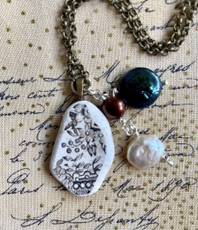 Scottish Sea worn Pottery necklace and pearls