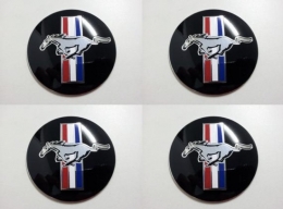 Set of 4x Metal stickers car wheel center cap sticker - Mustang